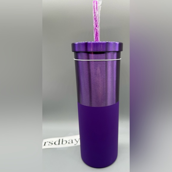 Dunkin ' PURPLE Polished/Matte Stainless Steel Sipper Tumbler 20oz - NWT - Picture 2 of 5